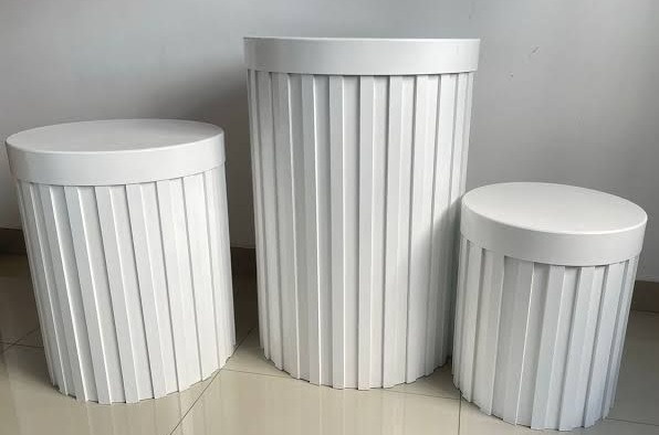 Trio de Cilindro Ripado Branco  - Balões de Menina 