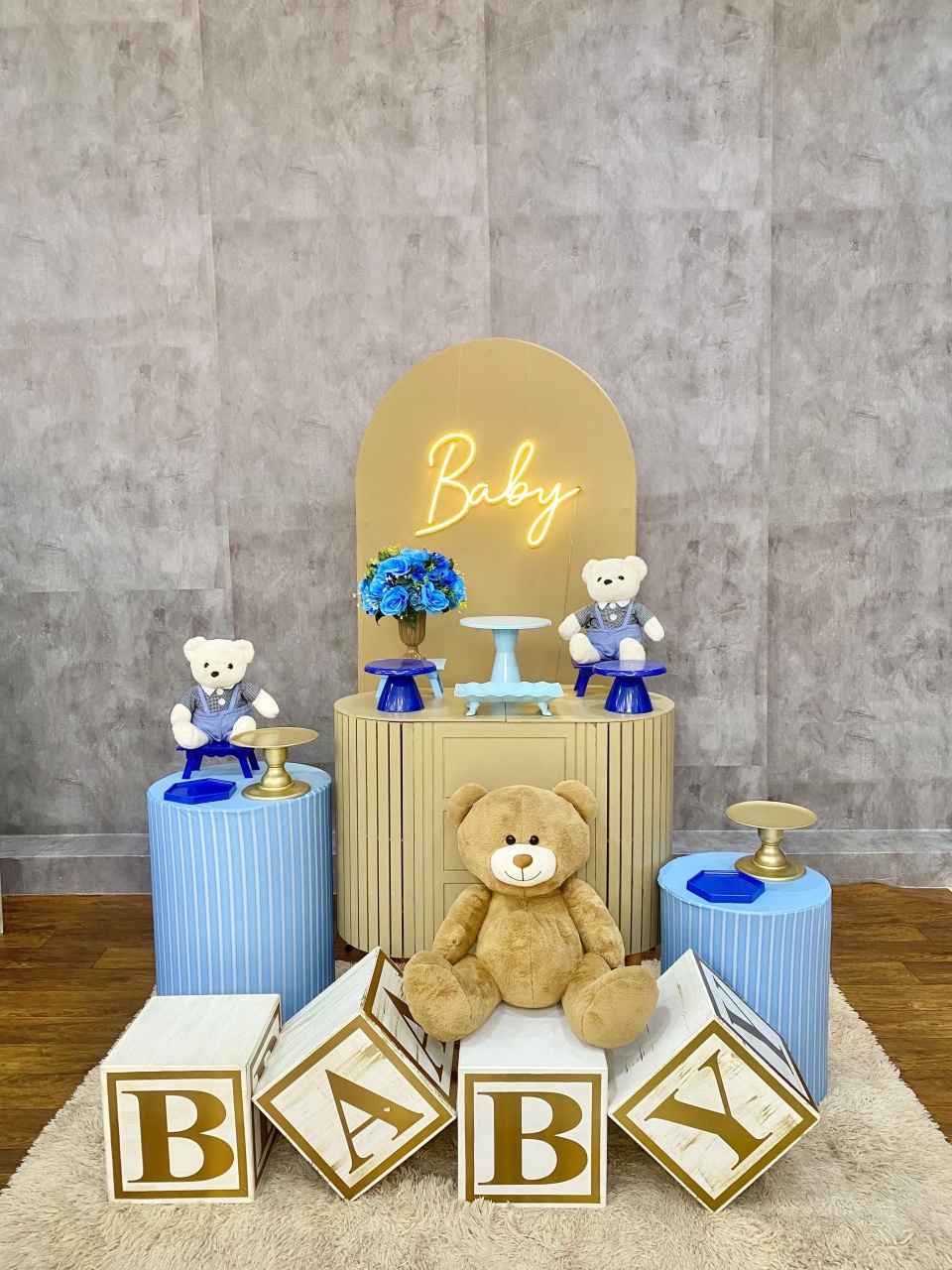 Chá de Bebê Urso Bege Com Azul  - Akitem Festa (Thalita Rissato)