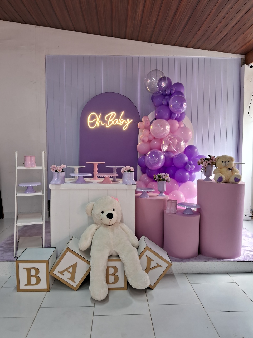 Chá de Bebê Rosa E Lilás  - JC DECORAÇÕES