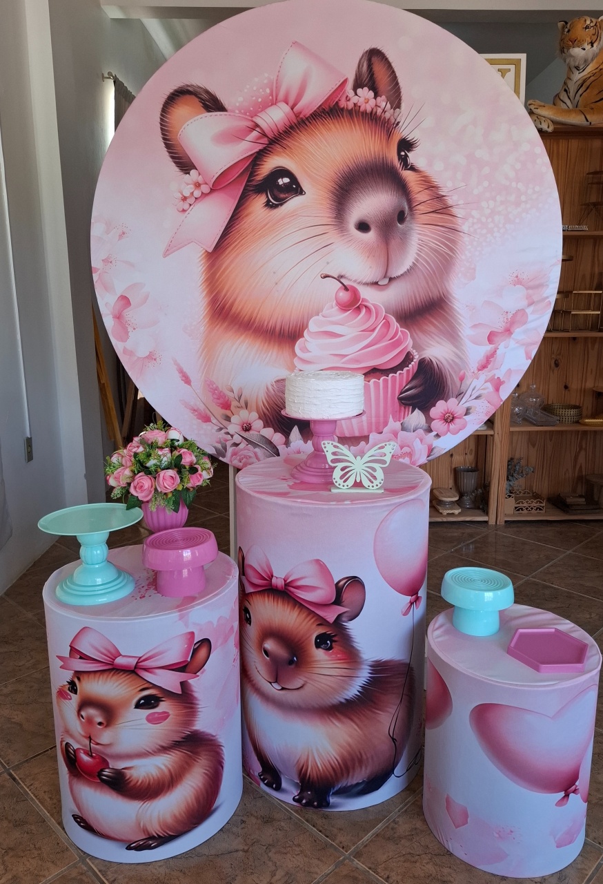 Capivara Rosa Kit Bronze  - Quel festas ateliê