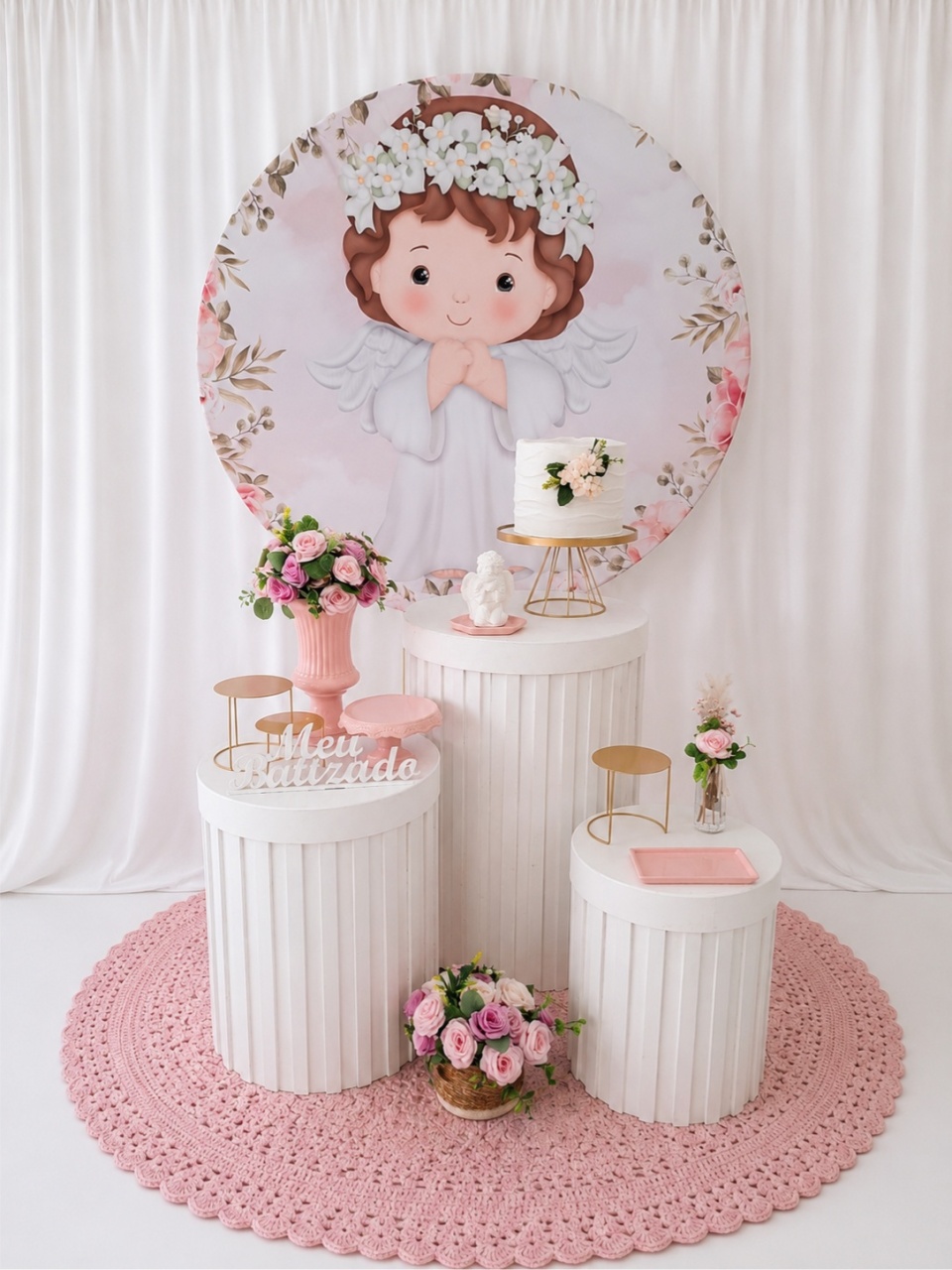 Anjo Floral Rosa - Quel festas ateliê