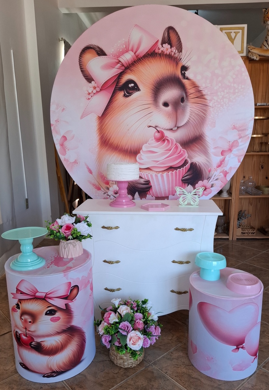 Capivara Rosa Kit Prata - Quel festas ateliê