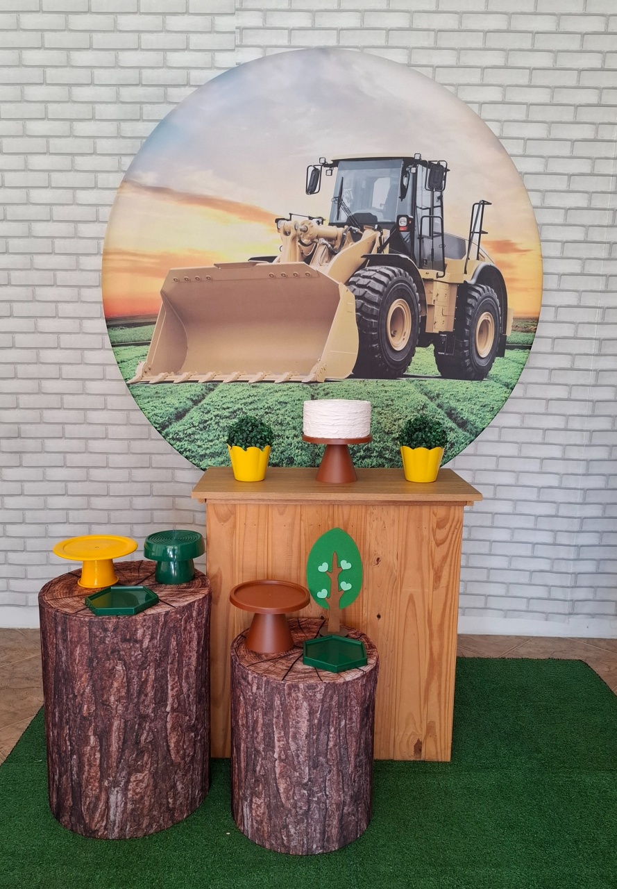 Trator Amarelo Kit Prata - Quel festas ateliê