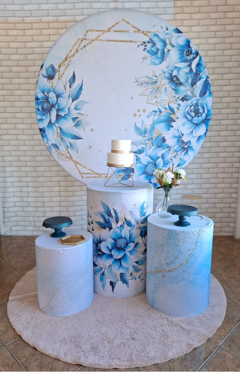 Floral Azul Cilindros - Quel festas ateliê