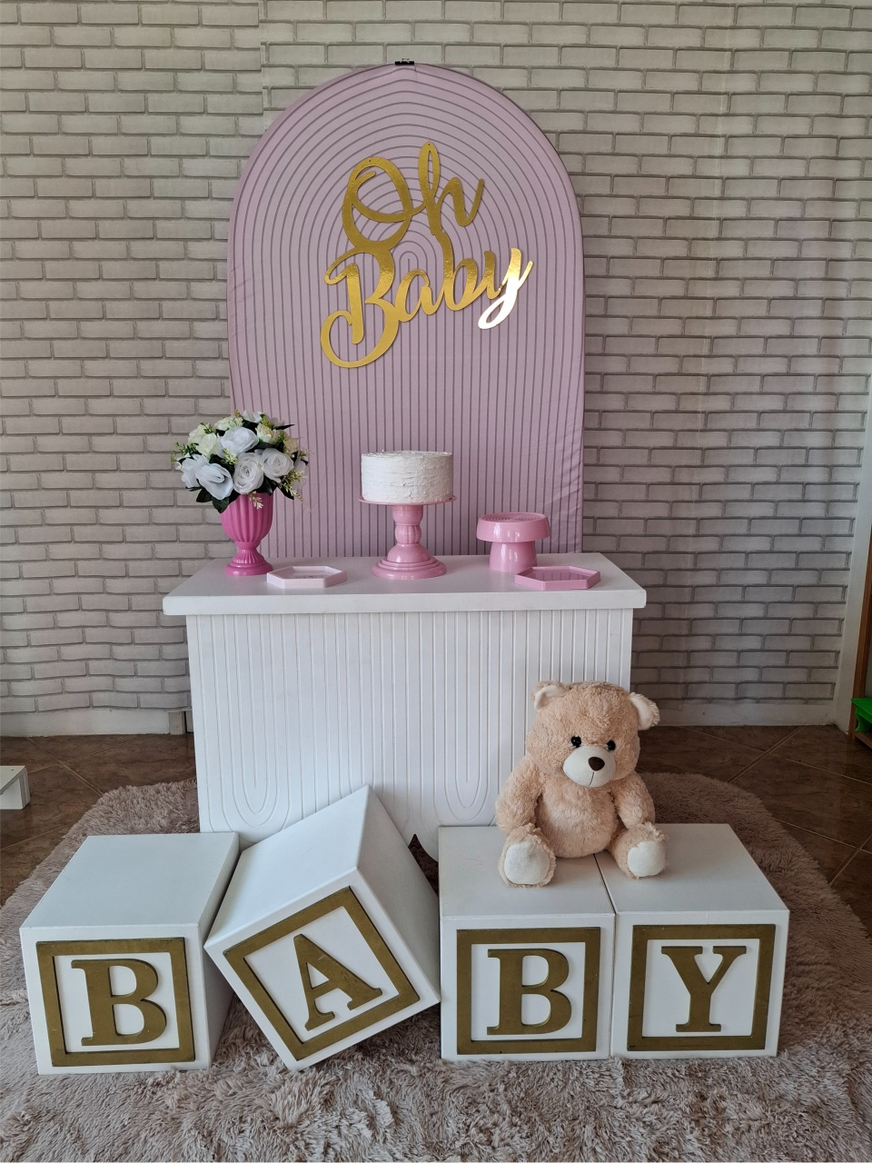 Urso Bege Com Rosa - Quel festas ateliê