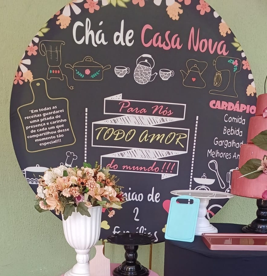 Painel Sublimado Chá de Casa Nova  - Kecafestas 