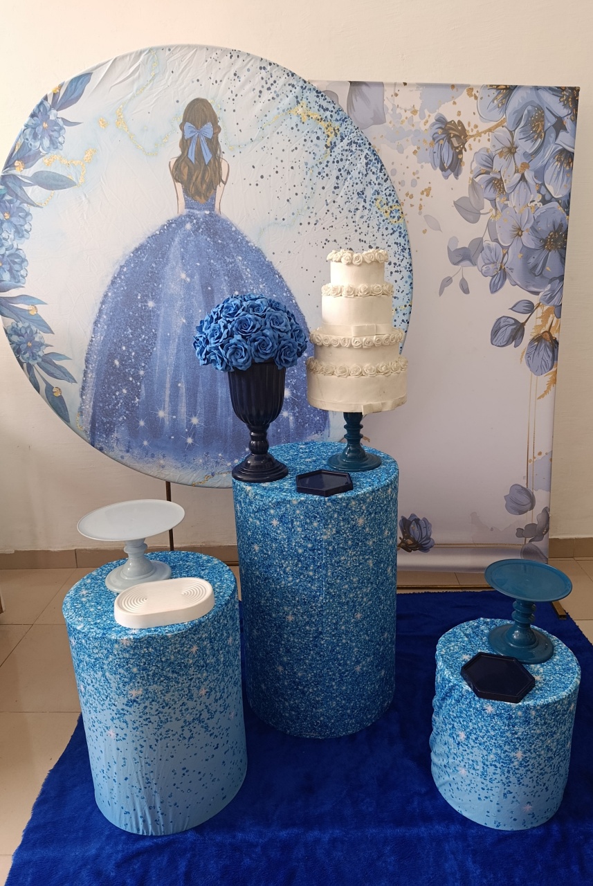Kit Menina Vestido Azul Top - Kecafestas 