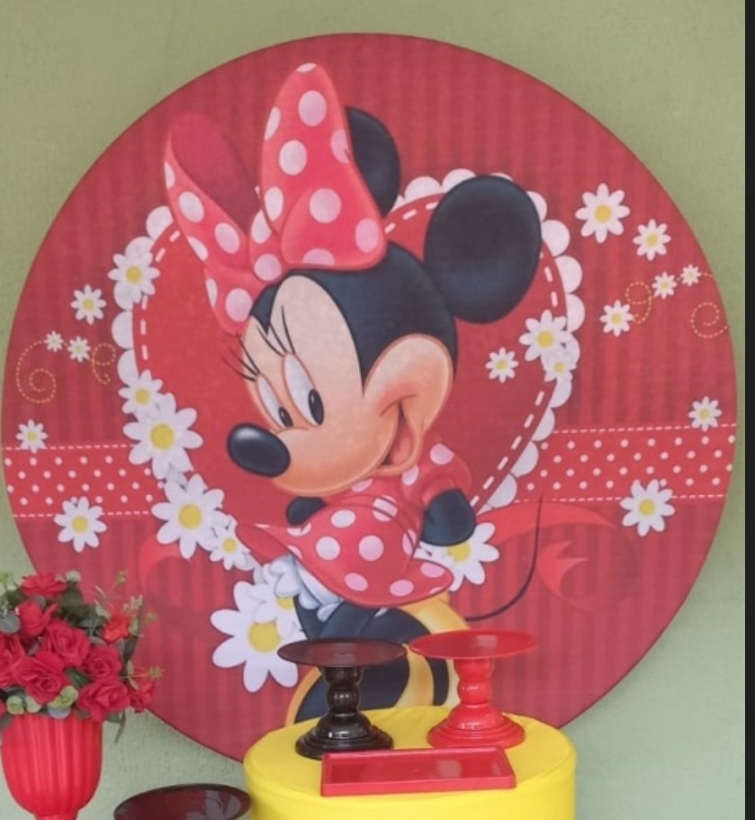 Painel Sublimado Minnie Vermelha - Kecafestas 