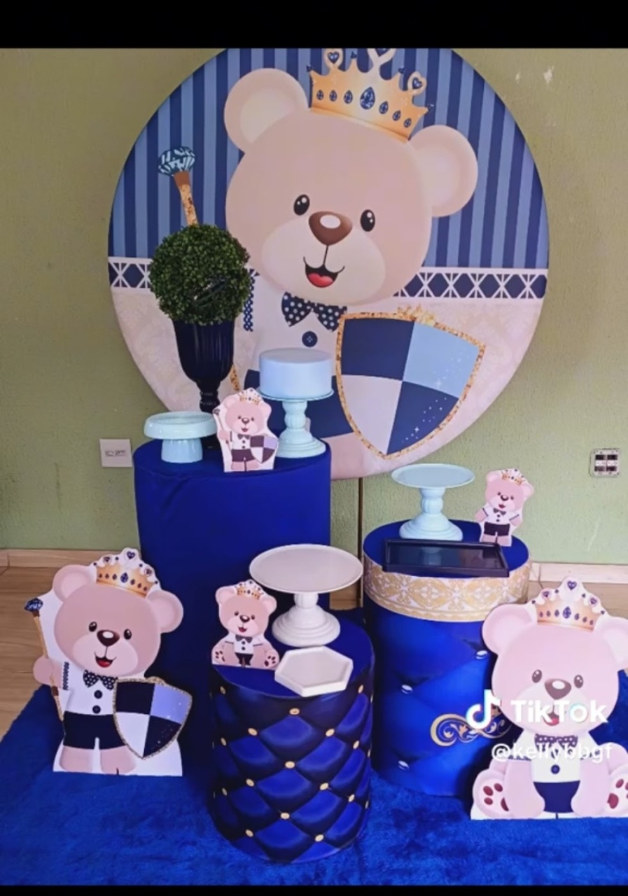 Kit Ursinha Realeza Azul Marinho Basic  - Kecafestas 