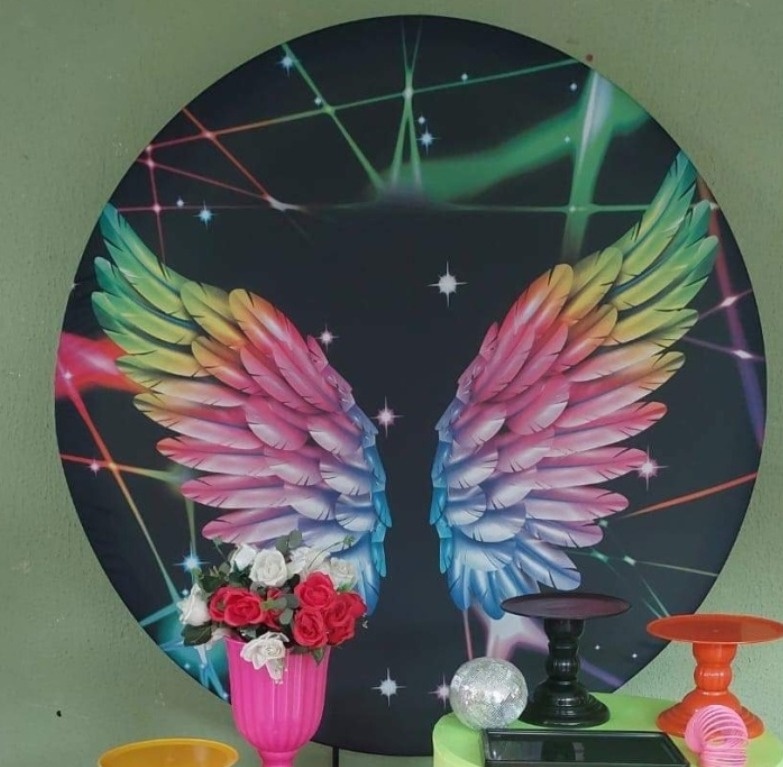 Painel Sublimado Asas Neon  - Kecafestas 