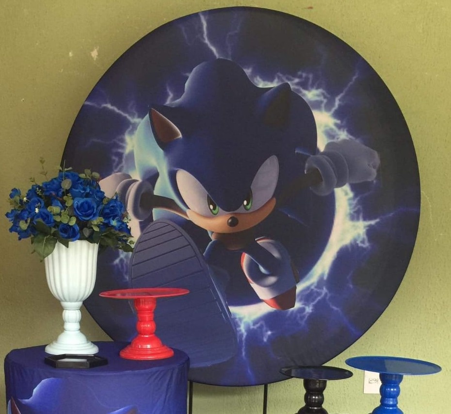 Painel Sublimado Sonic  - Kecafestas 