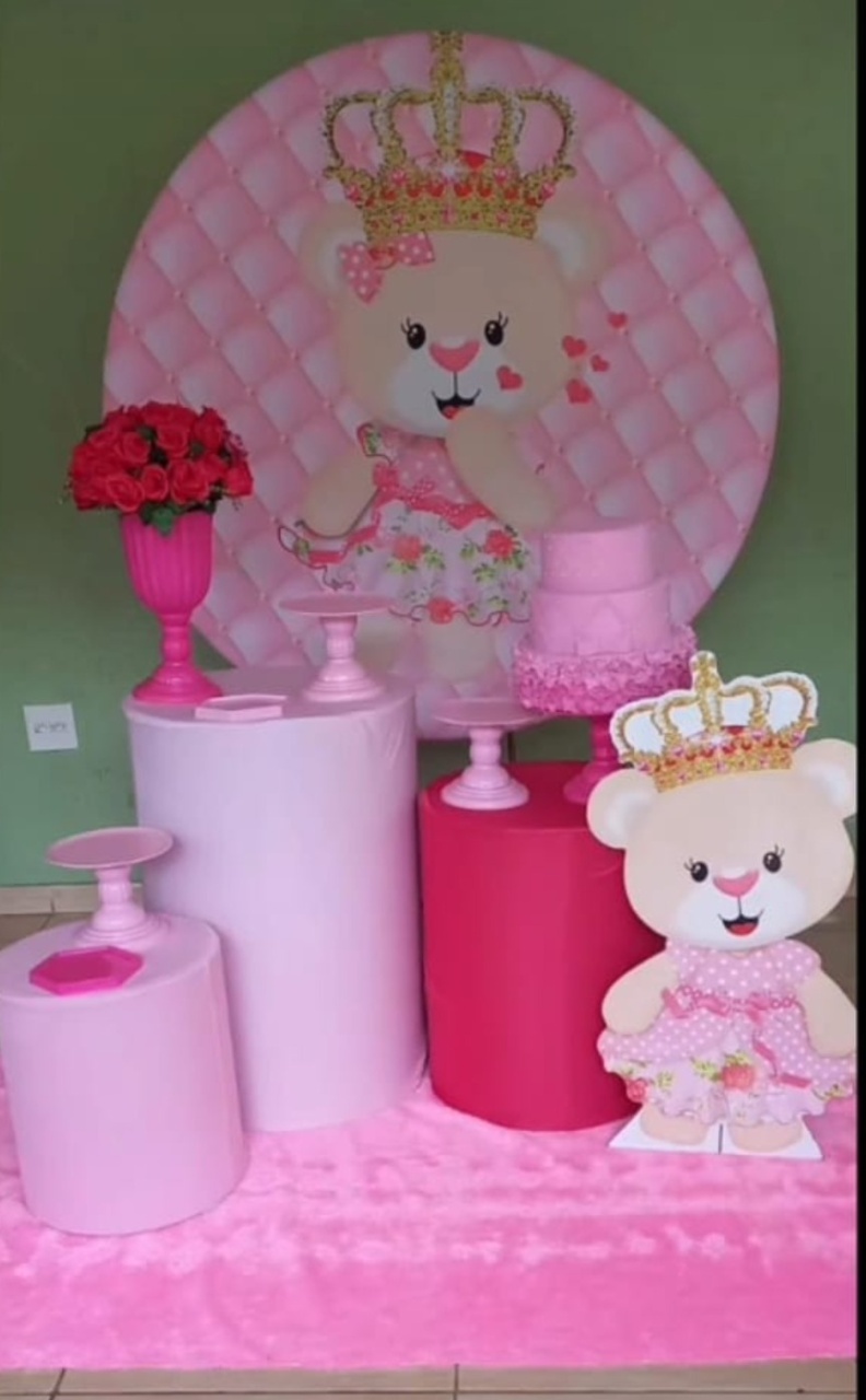 Kit Ursinha Realeza Rosa Basic   - Kecafestas 