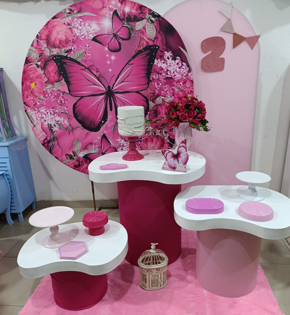 Kit Diamante Borboleta Rosa Mesas Redondo (Cópia 1) - Kecafestas 
