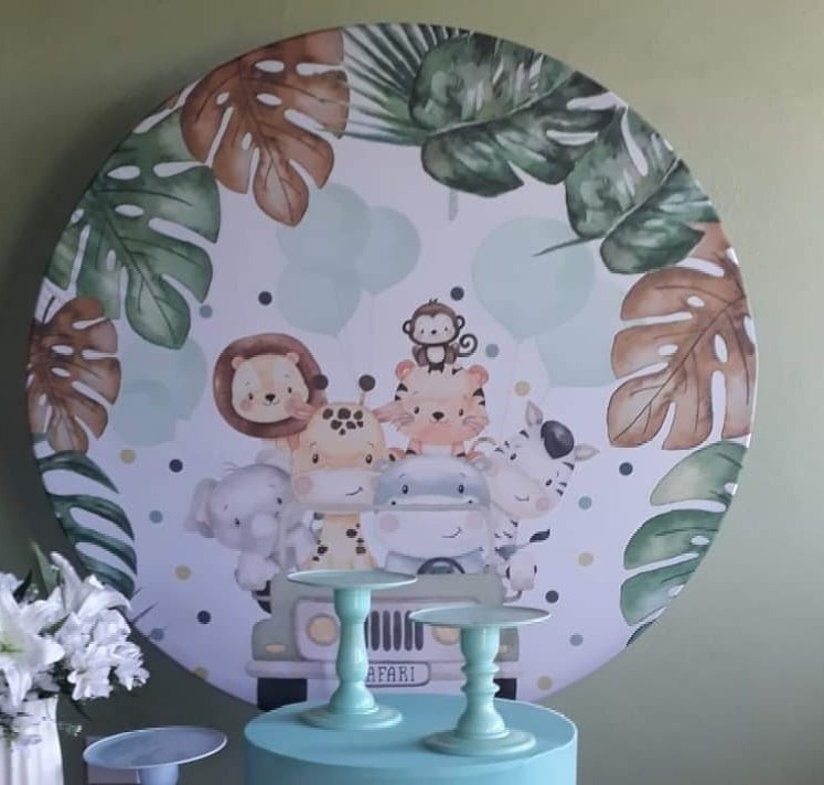 Painel Sublimado Safari Baby  - Kecafestas 