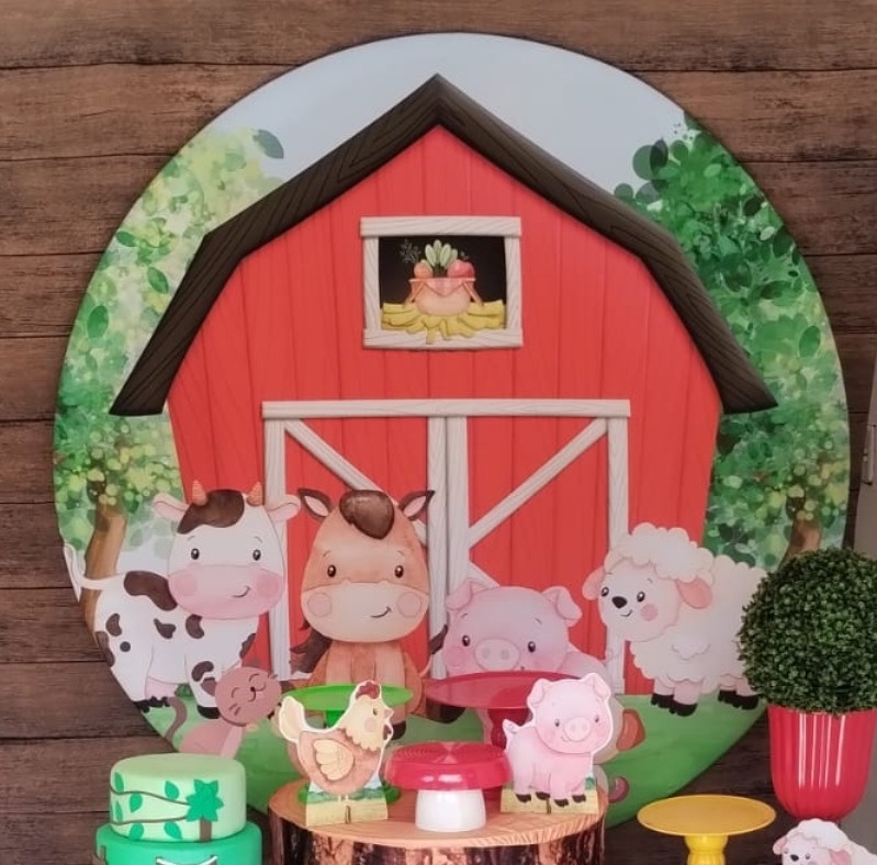Painel Sublimado Fazendinha  - Kecafestas 