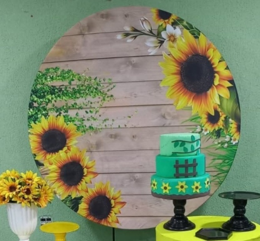 Painel Sublimado Floral Girassóis  - Kecafestas 