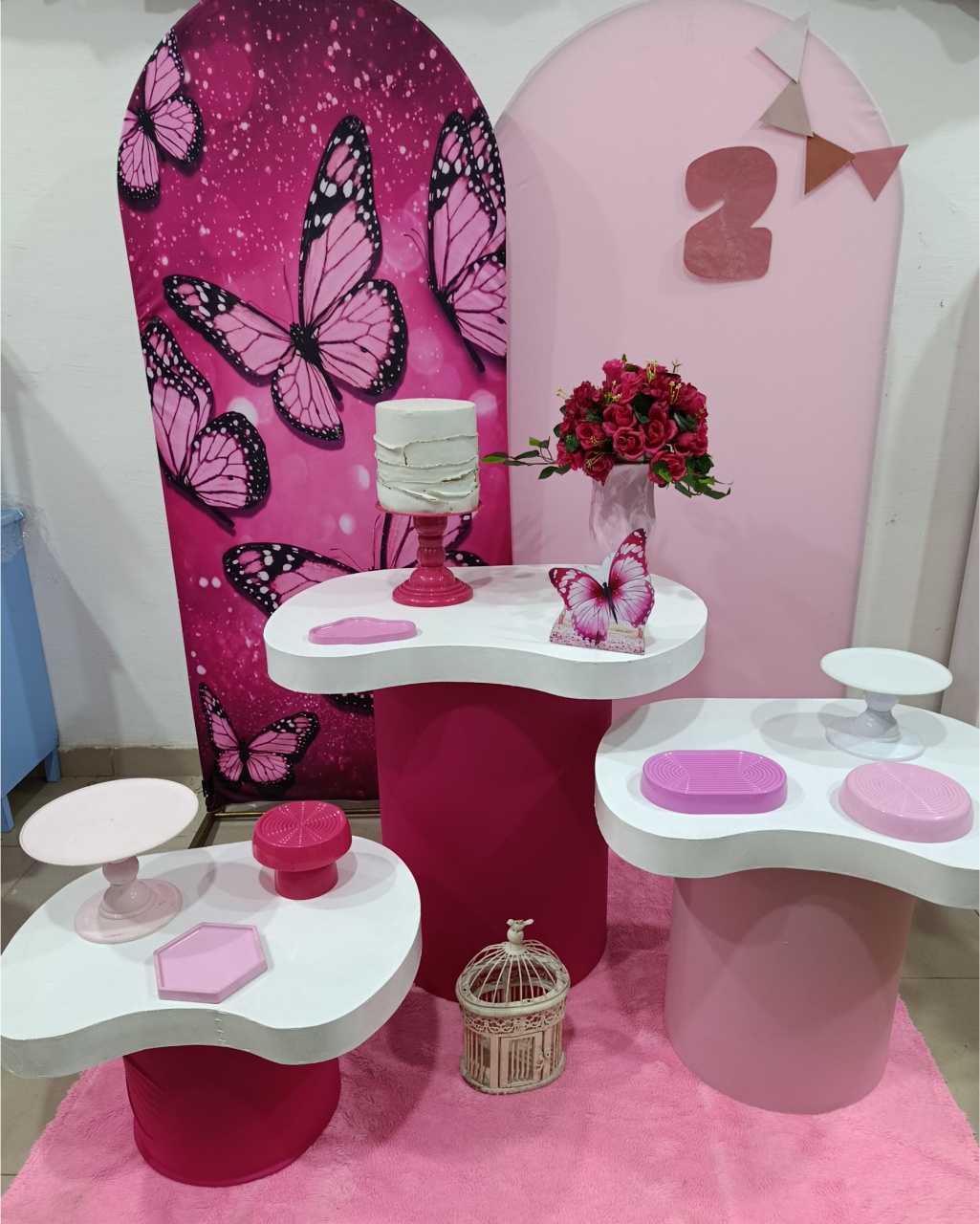 Kit Diamante Borboleta Rosa Mesas Tampo Feijão - Kecafestas 