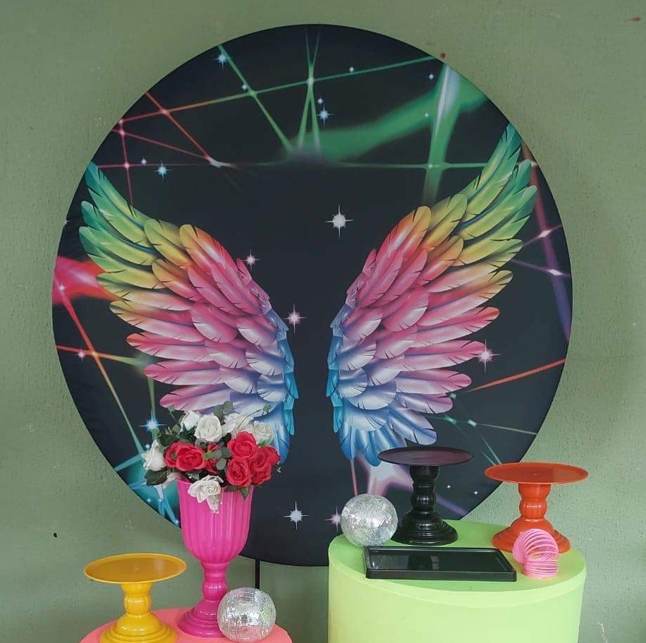 Painel Sublimado Asas Neon  - Kecafestas 
