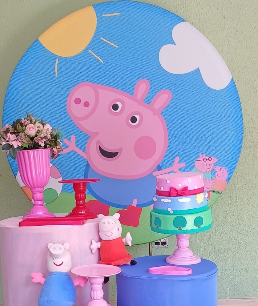 Painel Sublimado George Pig  - Kecafestas 
