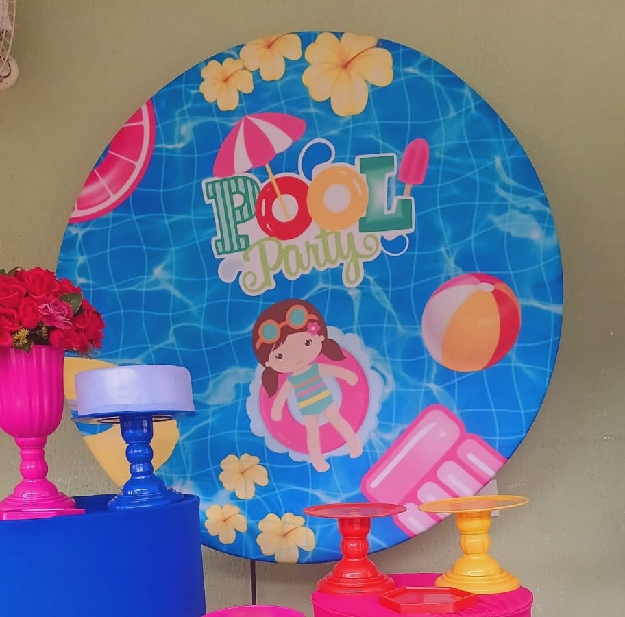 Painel Sublimado Pool Party  - Kecafestas 