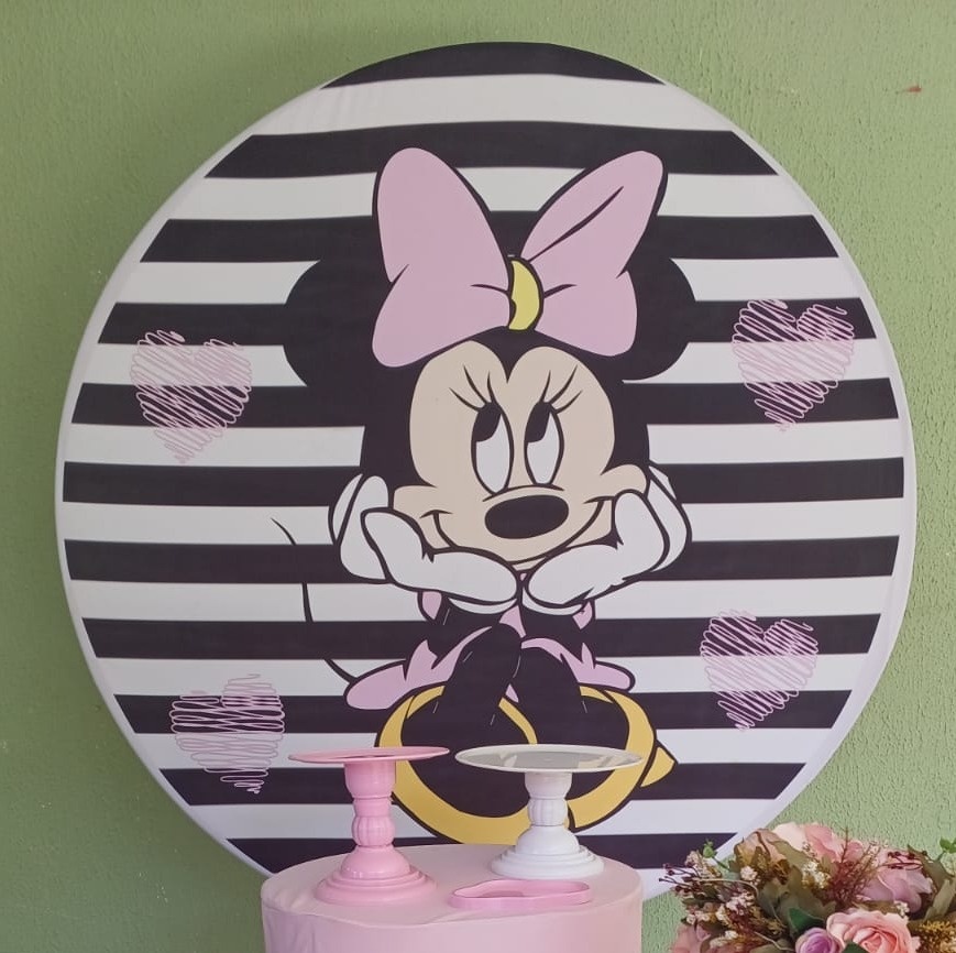 Painel Sublimado Minnie Rosa - Kecafestas 