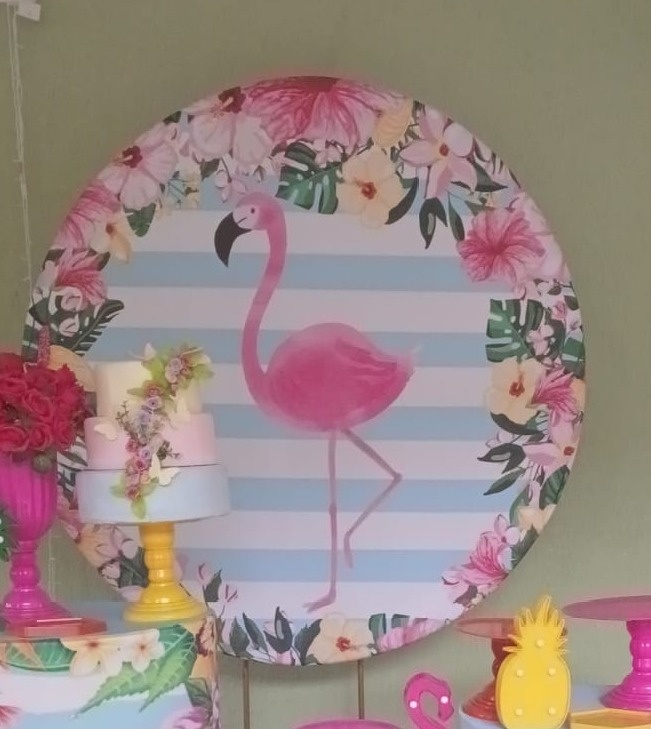 Painel Sublimado Flamingo  - Kecafestas 