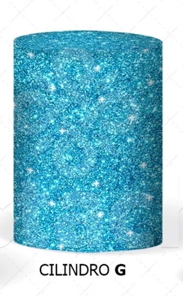 Capa Para Cilindro Glitter Azul Com Branco G - Kecafestas 
