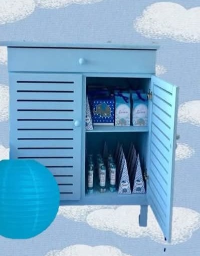 Comoda Azul Com Portas - Kecafestas 