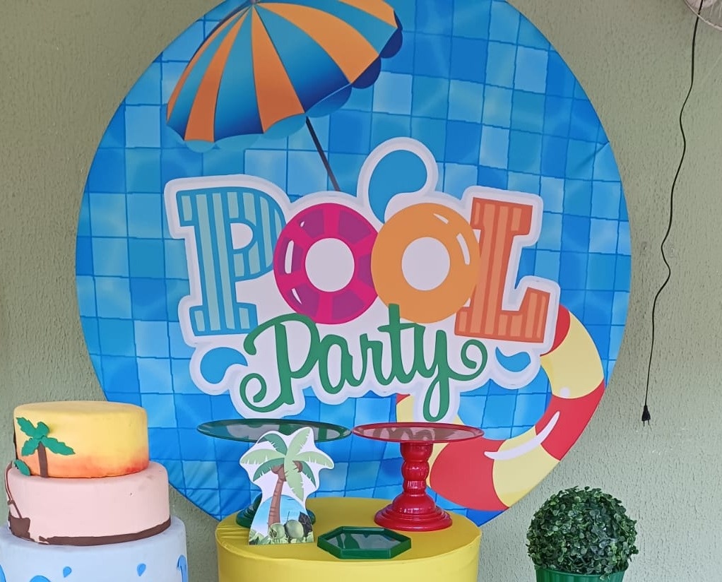 Painel Sublimado Pool Party 2 - Kecafestas 