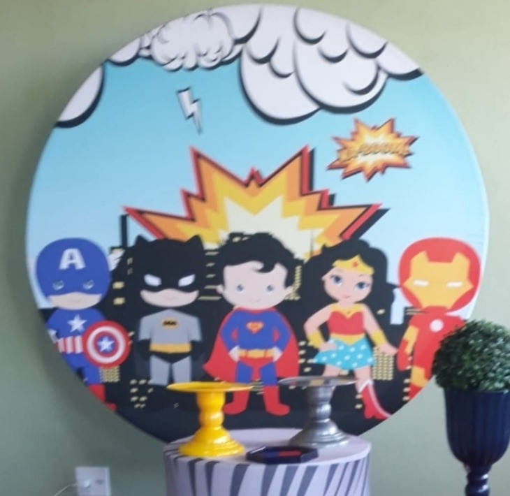 Painel Sublimado Heróis Baby  - Kecafestas 