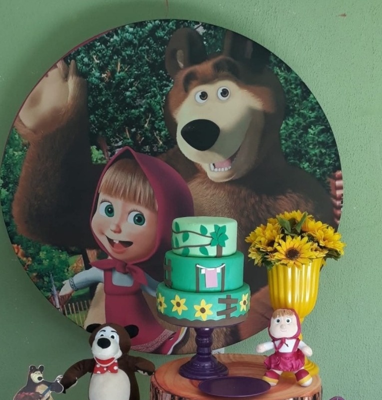 Painel Sublimado Masha E O Urso  - Kecafestas 