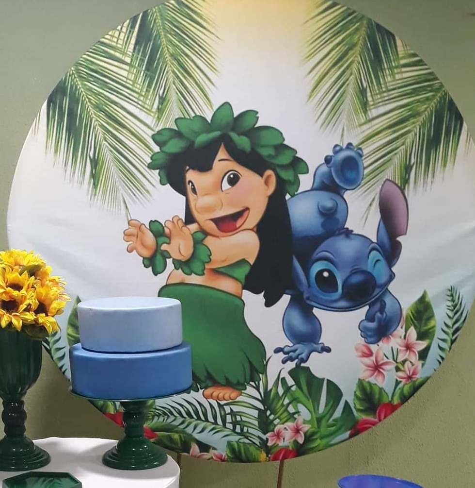 Painel Sublimado Lillo E Stitch  - Kecafestas 