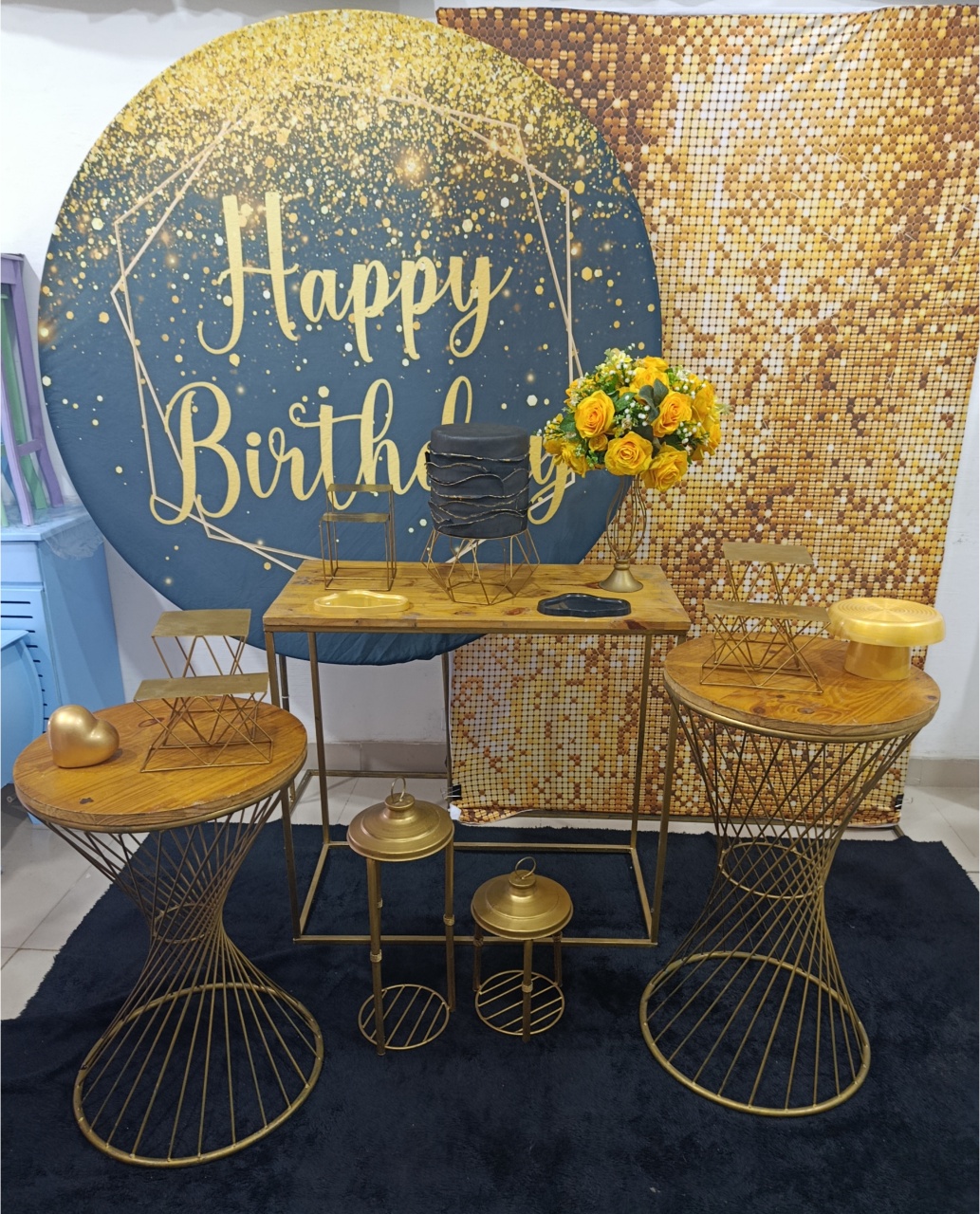 Kit Diamante Happy Birthday Dourado - Kecafestas 