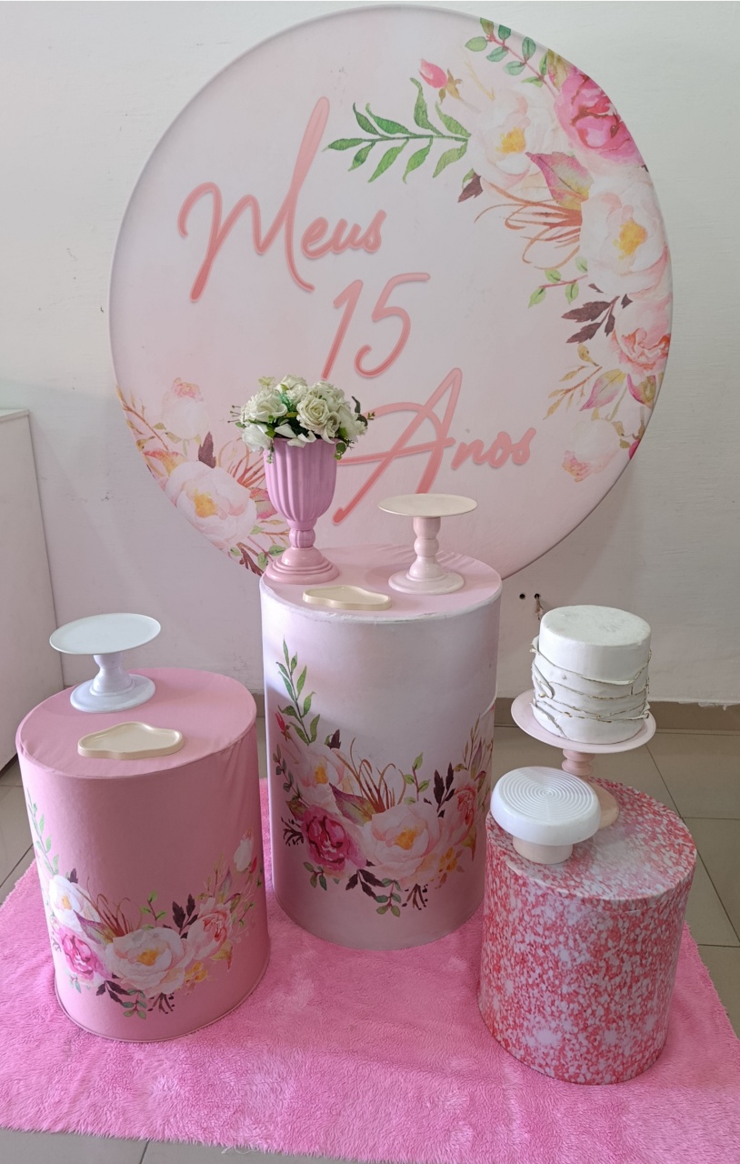 Kit 15 Anos Rose Com Branco Basic - Kecafestas 