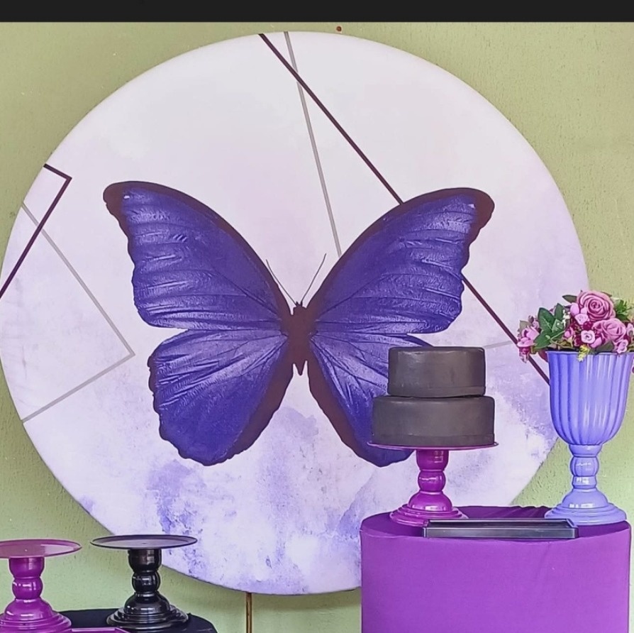 Painel Sublimado Borboleta Roxa - Kecafestas 