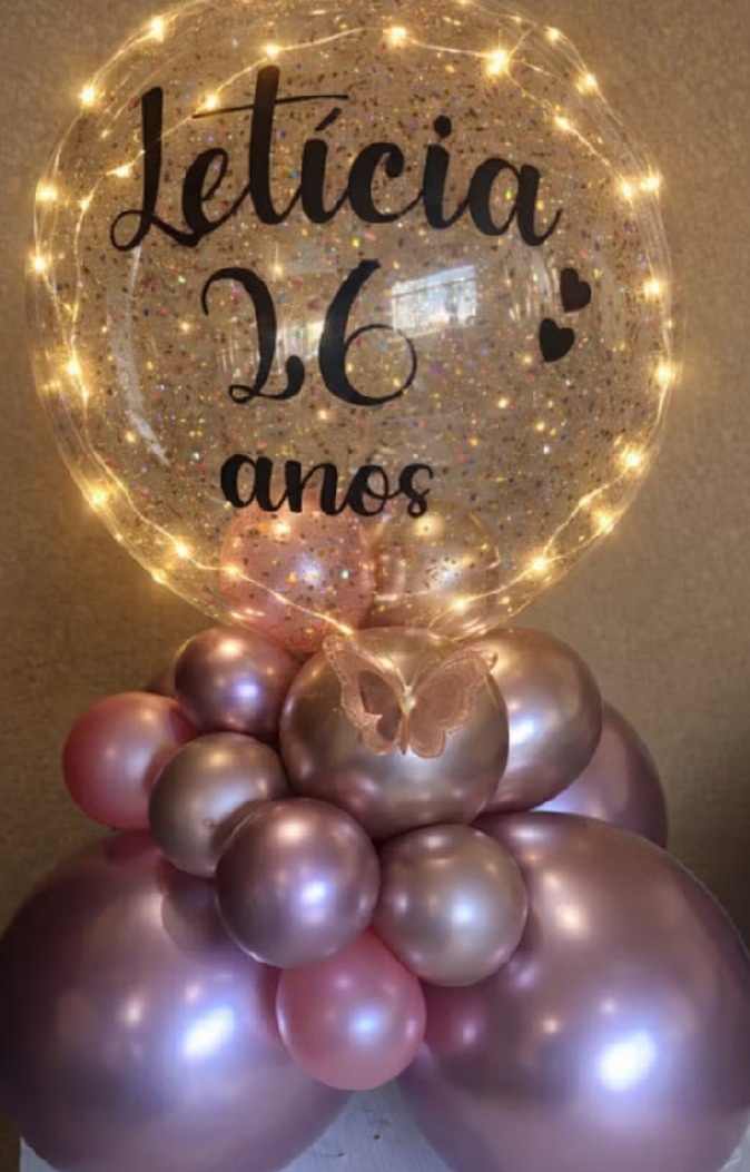 Balão Personalizado de Mesa Com Led - Kecafestas 