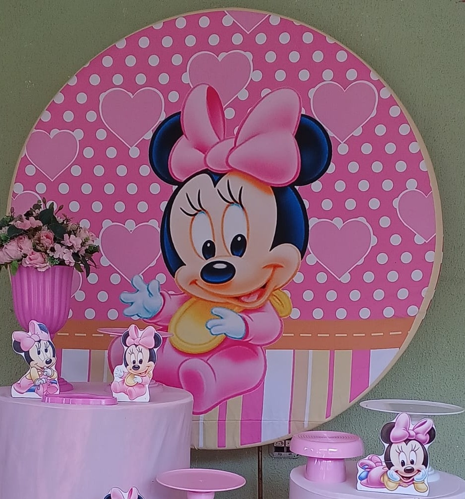 Painel Sublimado Minnie Baby  - Kecafestas 