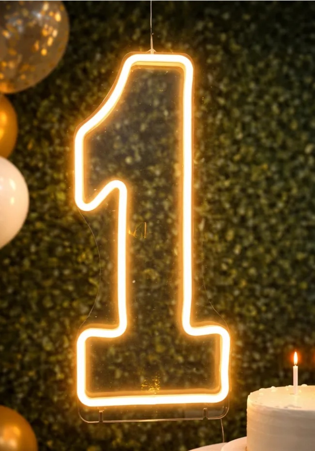 Número 1 Led de 50 Cm Luz Quente - Kecafestas 