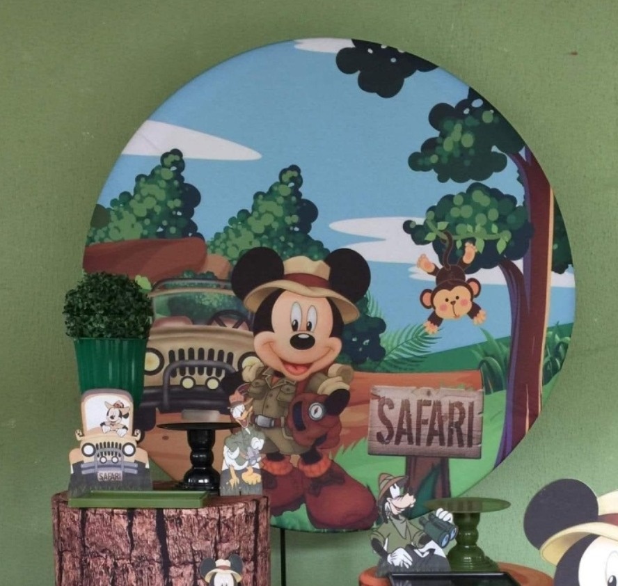 Painel Sublimado Mickey Safari - Kecafestas 