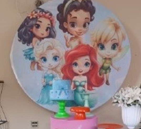 Painel Sublimado Princesas Cute - Kecafestas 