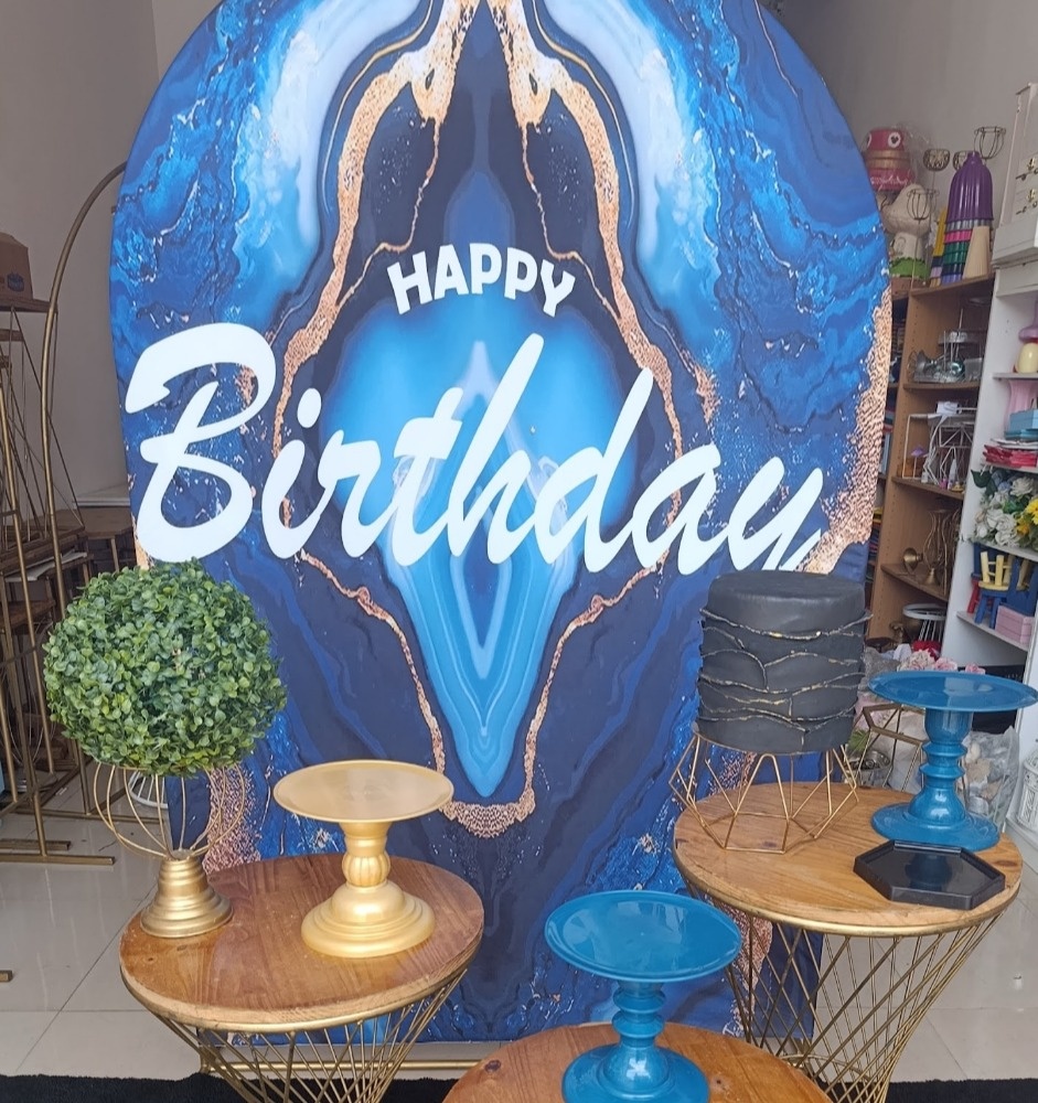 Painel Sublimado Happy Birthday Lateral - Kecafestas 
