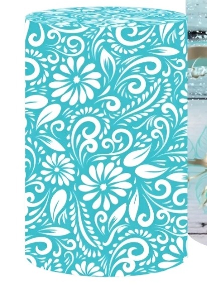 Capa Para Cilindro Floral Azul  M - Kecafestas 