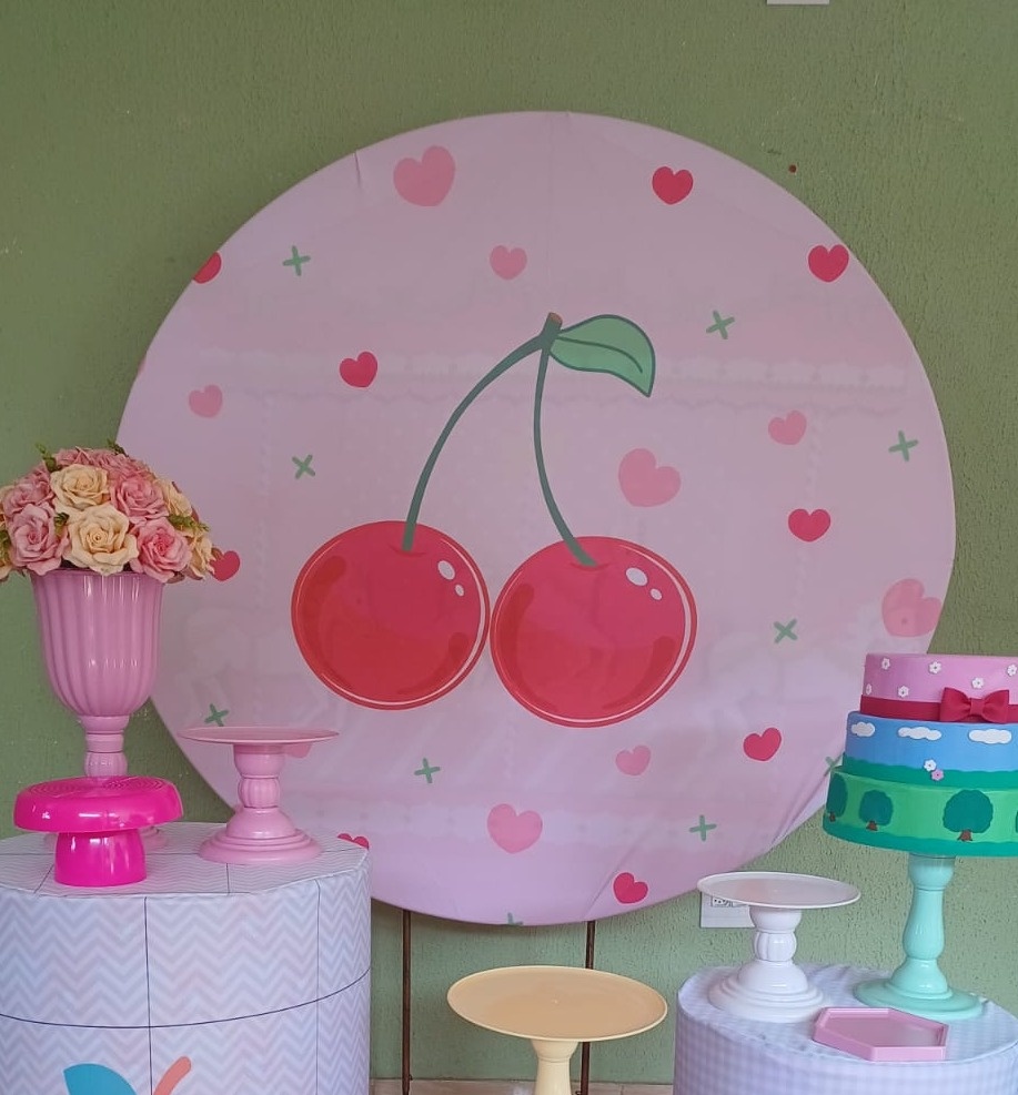 Painel Sublimado Cereja  - Kecafestas 