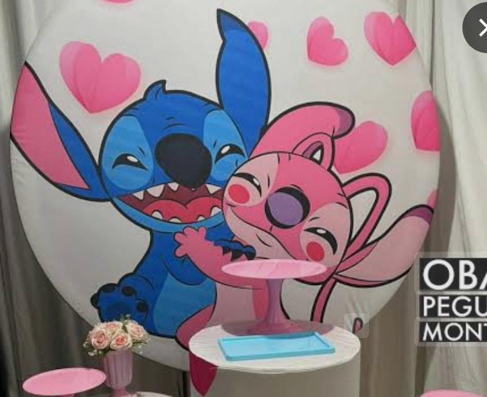 Painel Sublimado Stitch E Angel - Kecafestas 