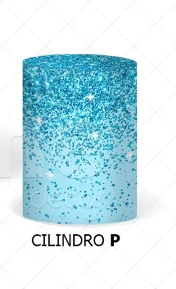 Capa Para Cilindro Glitter Azul Com Branco P - Kecafestas 
