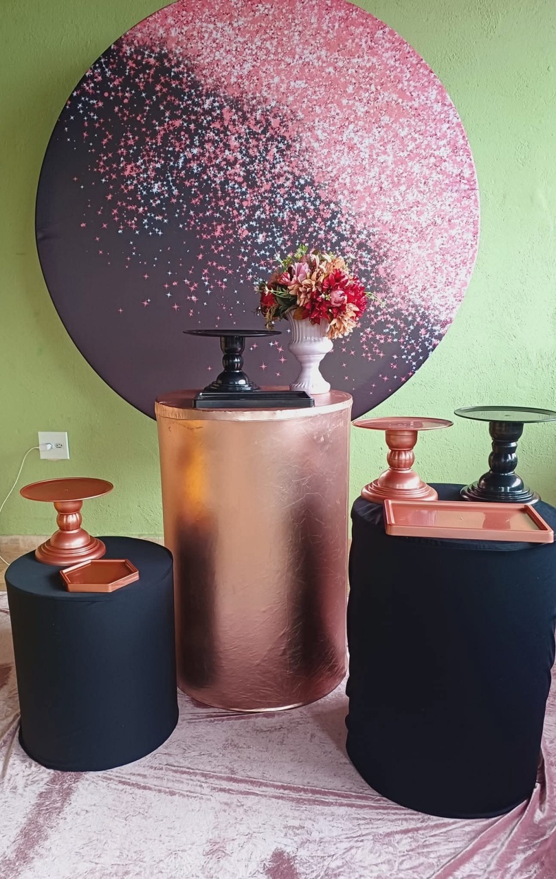 Kit Glitter Rosê Com Preto Basic   - Kecafestas 