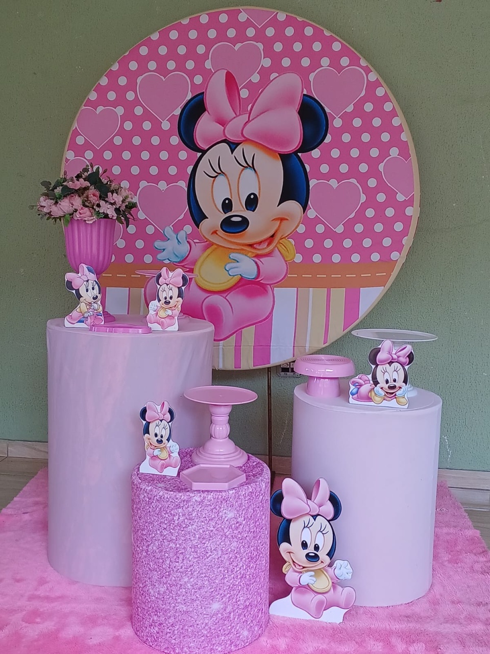 Kit Minnie Rosa Baby Basic      - Kecafestas 
