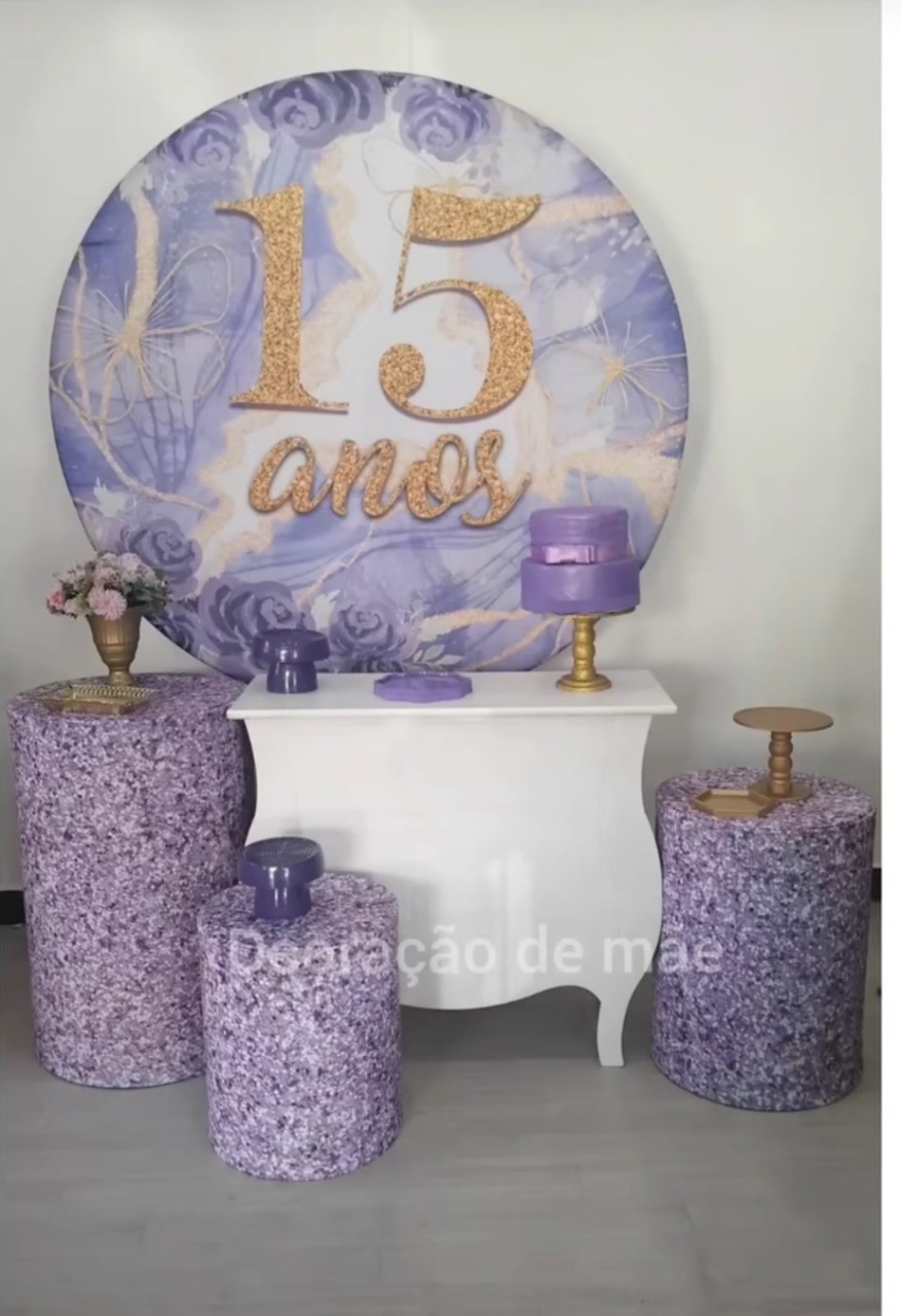  15 Anos Lilás Kit 2 - Dcoração de mãe 