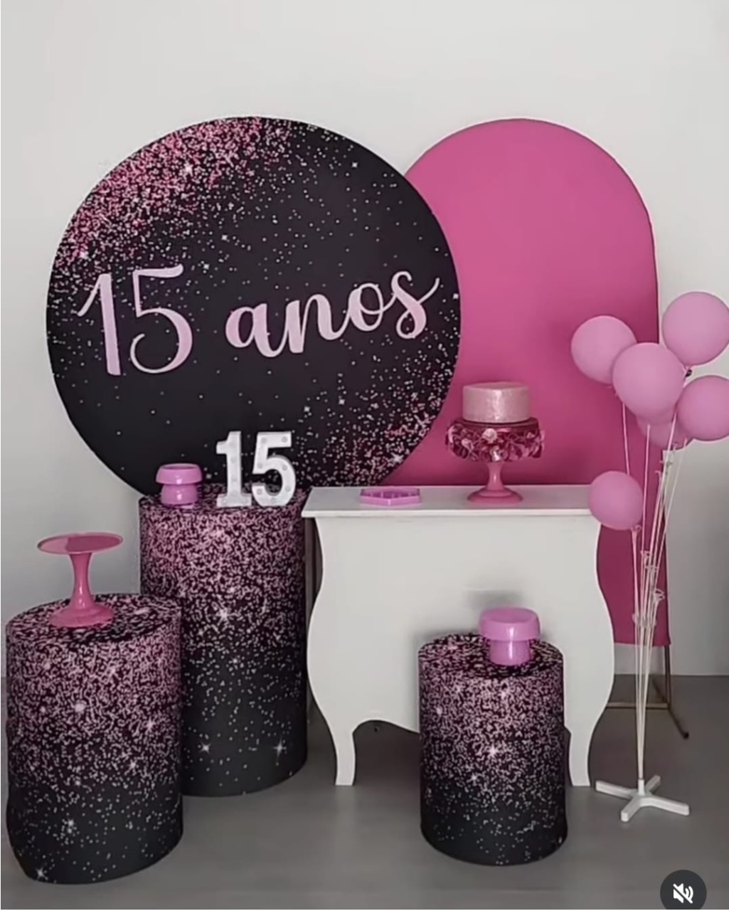 15 Anos Preto E Pink  - Dcoração de mãe 