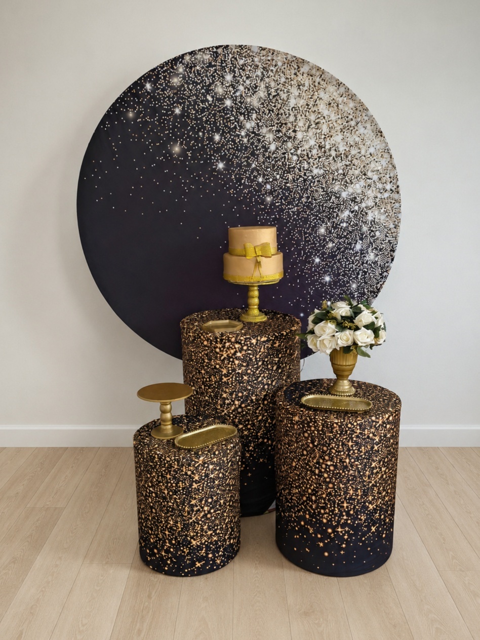 Preto Com Dourado Kit 3 - Dcoração de mãe 